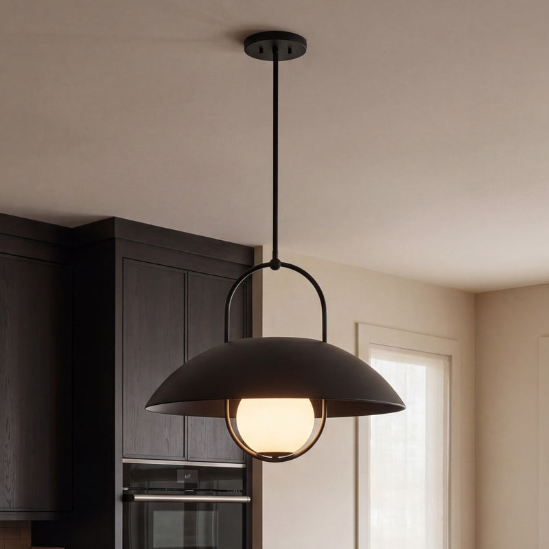 Savoy House Lehigh 1 Lt Pendant, White Opal, Matte Black