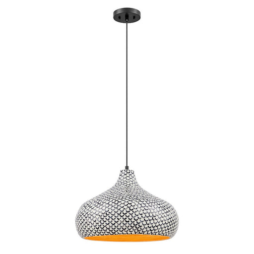 Savoy House Jade 1 Light Pendant, Black and White Shell - 7-3095-1-201
