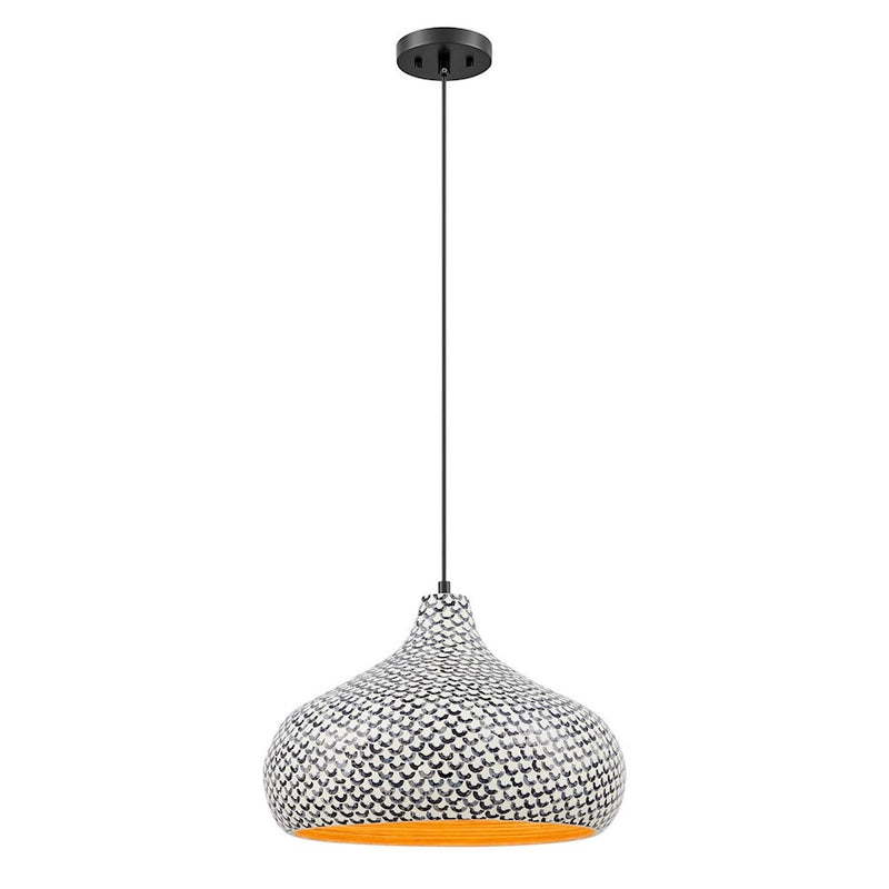 Savoy House Jade 1 Light Pendant, Black and White Shell