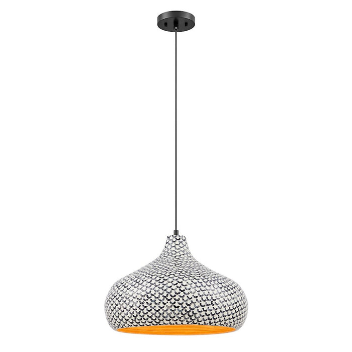 Savoy House Jade 1 Light Pendant, Black and White Shell