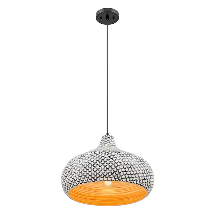 Savoy House Jade 1 Light Pendant, Black and White Shell