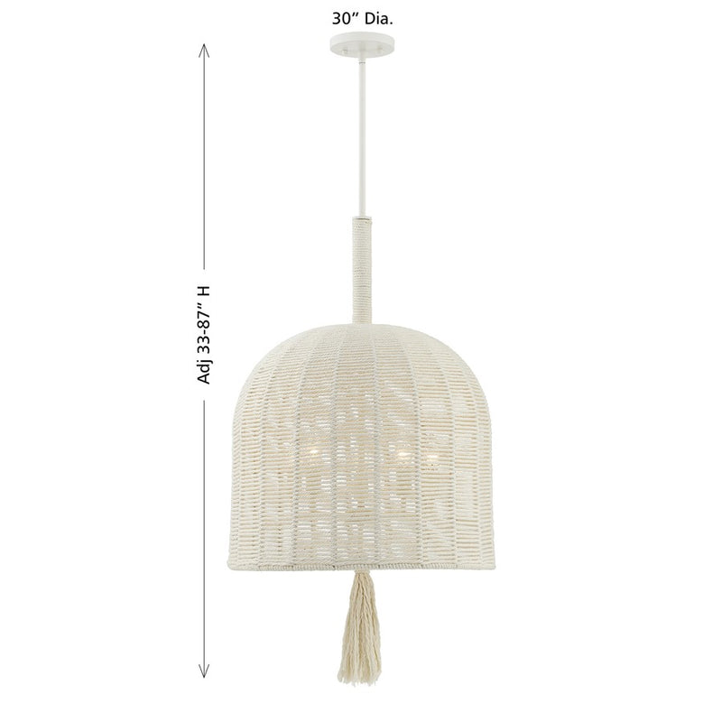 Savoy House Lunara 5 Lt Pendant, Cotton/White Cotton, Cotton