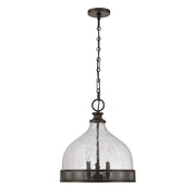 Savoy House Stern 16in 3-Light Pendant | Vintage Mediterranean Bronze and Clear Crackled Glass | Kitchen Island & Dining Room | 16 in | Model 7-3699-3-15