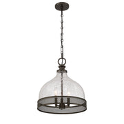 Savoy House Stern 16in 3-Light Pendant | Vintage Mediterranean Bronze and Clear Crackled Glass | Kitchen Island & Dining Room | 16 in | Model 7-3699-3-15