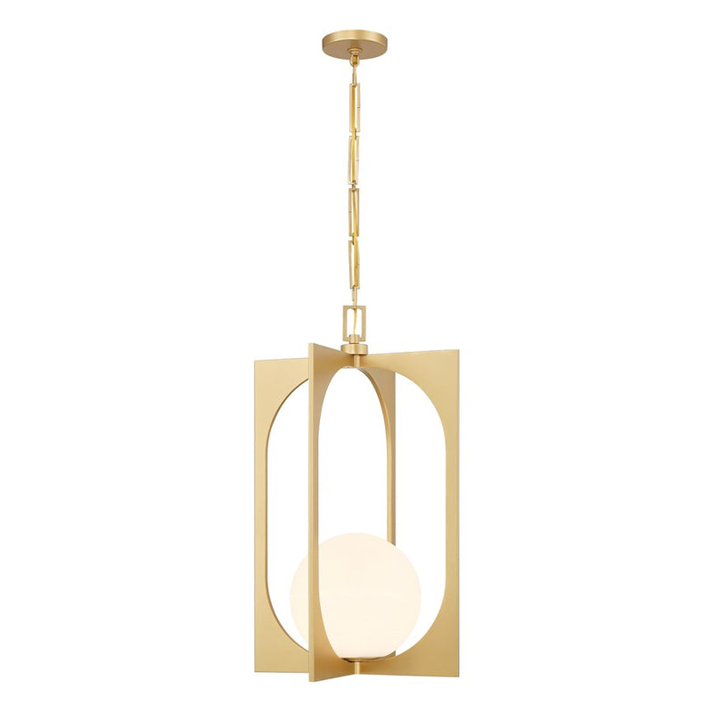Savoy House Harding 1 Lt Pendant, Spun Gold/White Opal, Spun Gold