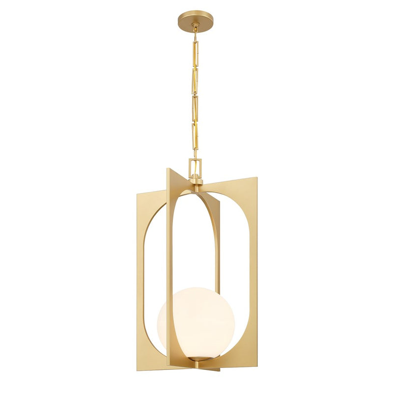 Savoy House Harding 1 Lt Pendant, Spun Gold/White Opal, Spun Gold