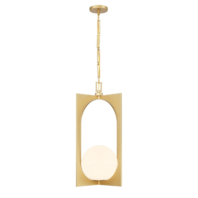 Savoy House Harding 1 Lt Pendant, Spun Gold/White Opal, Spun Gold