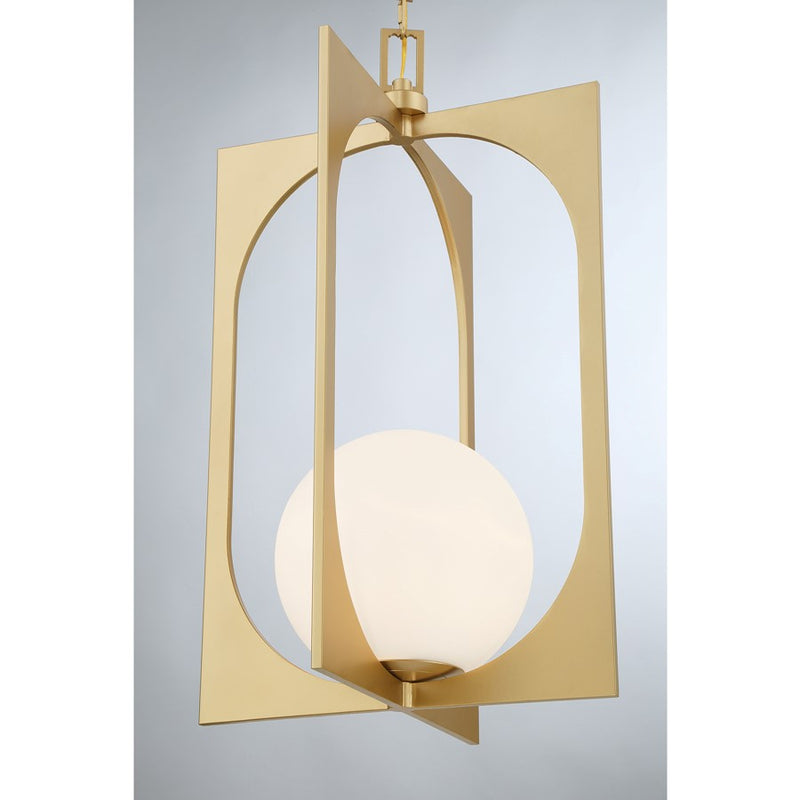 Savoy House Harding 1 Lt Pendant, Spun Gold/White Opal, Spun Gold