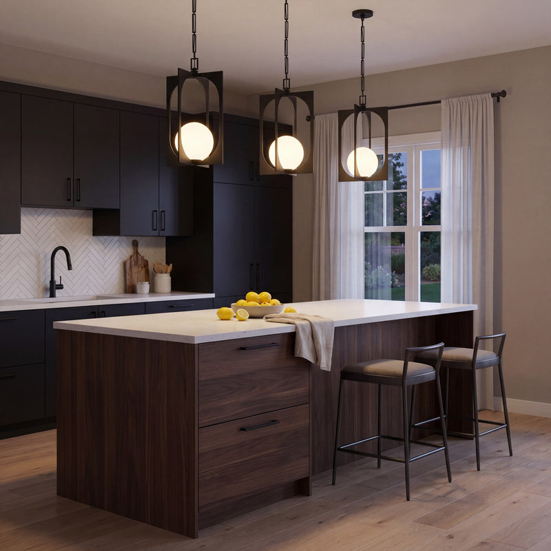 Savoy House Harding 1 Lt Pendant, White Opal, Matte Black