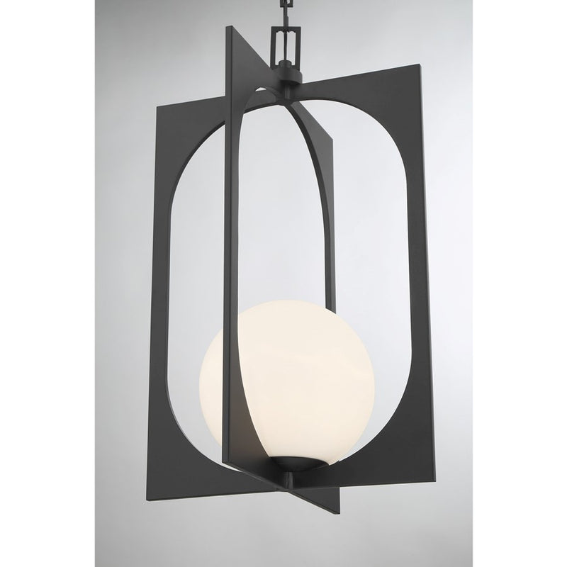 Savoy House Harding 1 Lt Pendant, White Opal, Matte Black