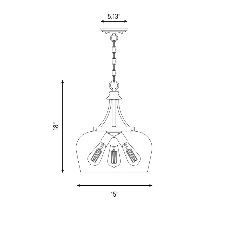 Savoy House Octave 3-Light Pendant, English Bronze