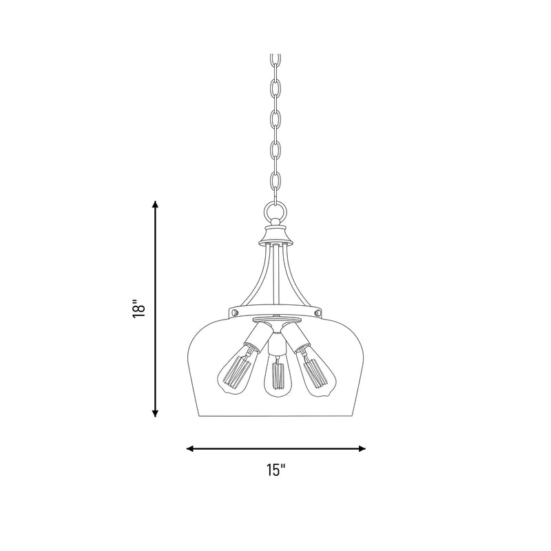 Savoy House Octave 3-Light Pendant, Warm Brass