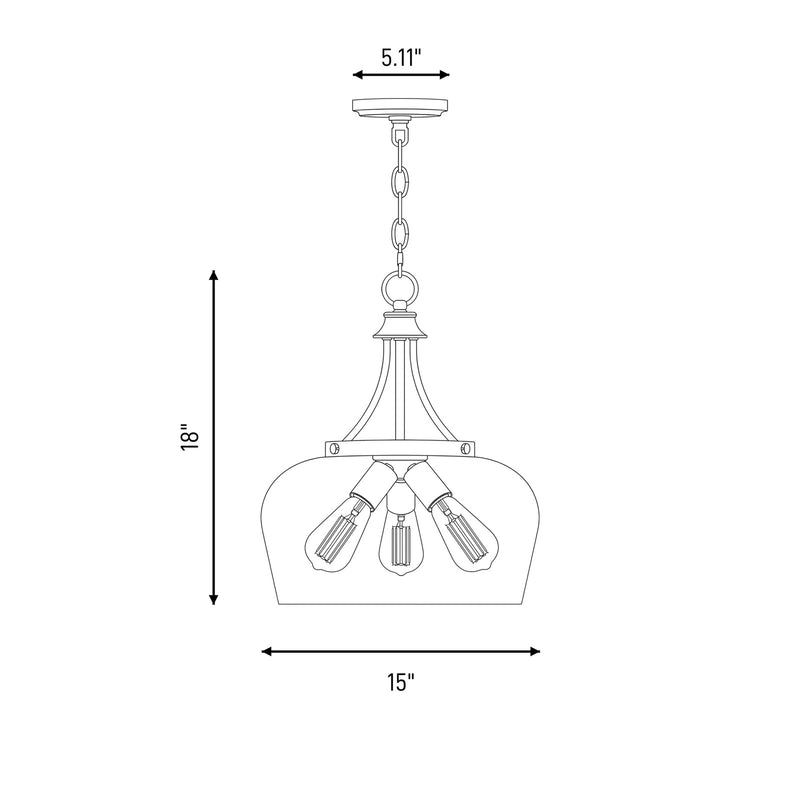 Savoy House Octave 3-Light Pendant, Satin Nickel