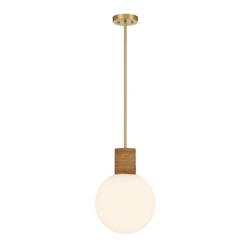 Savoy House Jarrell 1 Lt Pendant, White Opal, Warm Brass