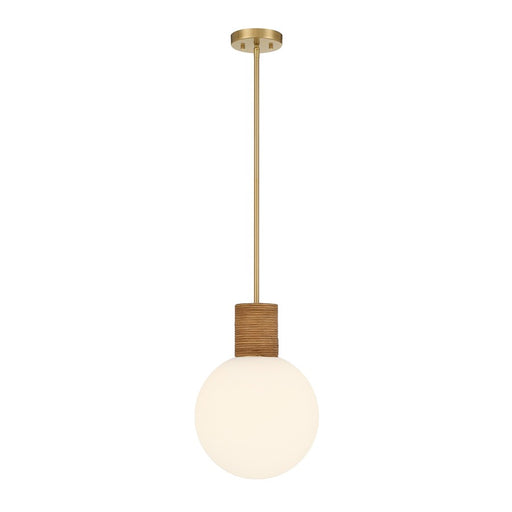 Savoy House Jarrell 1 Lt Pendant, White Opal, Warm Brass