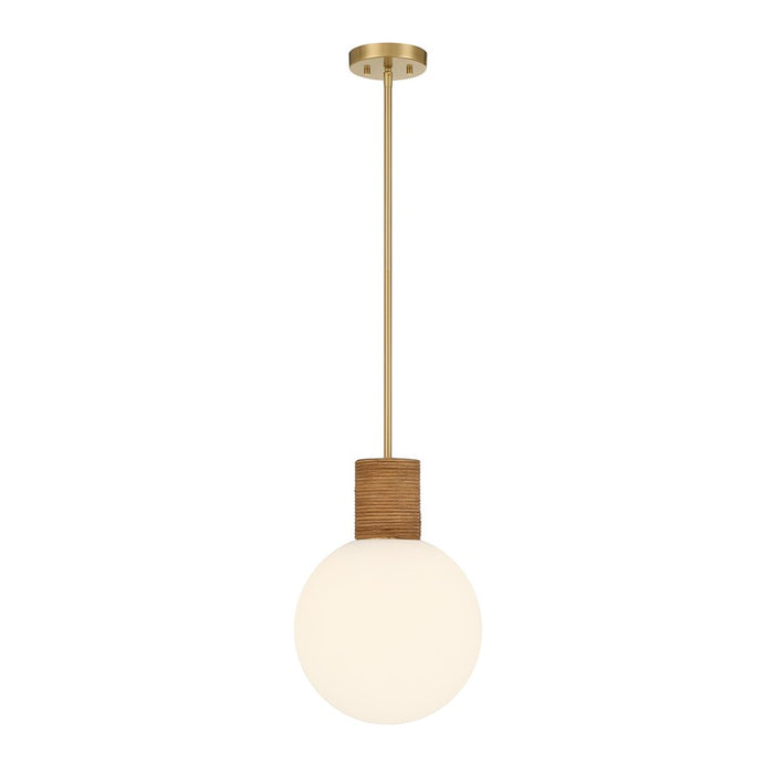 Savoy House Jarrell 1 Lt Pendant, White Opal, Warm Brass