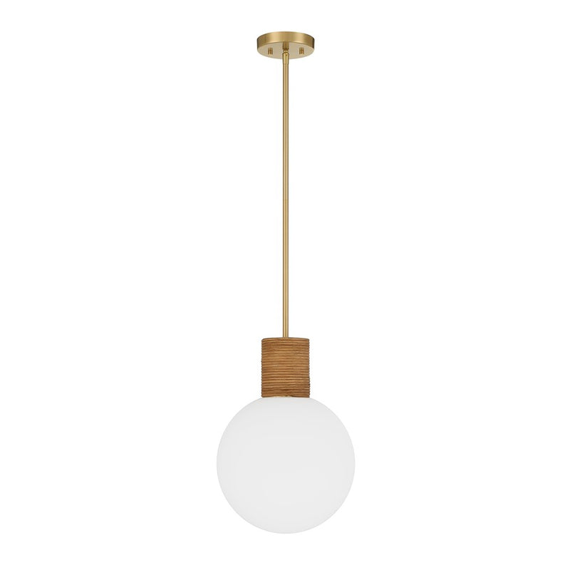 Savoy House Jarrell 1 Lt Pendant, White Opal, Warm Brass