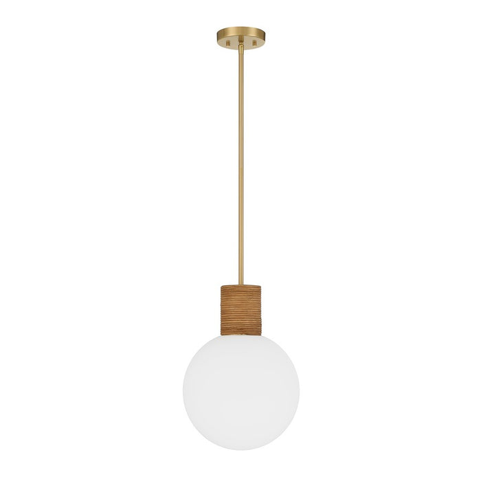 Savoy House Jarrell 1 Lt Pendant, White Opal, Warm Brass