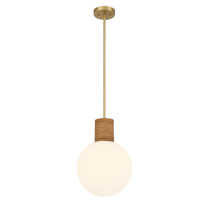 Savoy House Jarrell 1 Lt Pendant, White Opal, Warm Brass