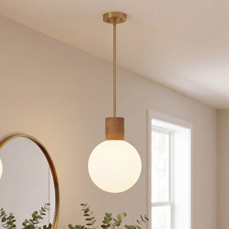 Savoy House Jarrell 1 Lt Pendant, White Opal, Warm Brass
