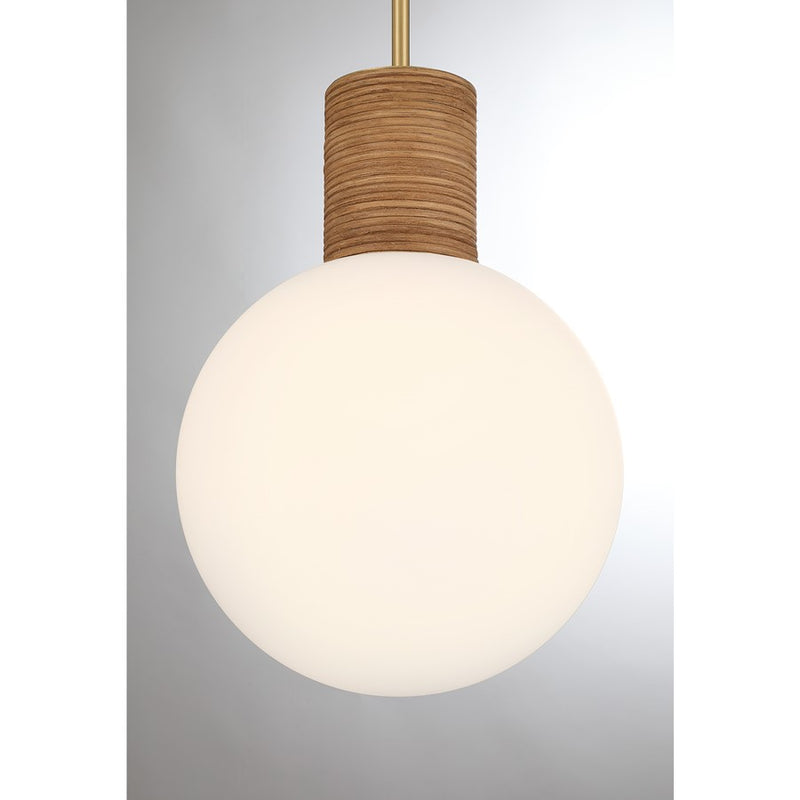 Savoy House Jarrell 1 Lt Pendant, White Opal, Warm Brass