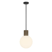 Savoy House Jarrell 1 Lt Pendant, White Opal, Matte Black - 7-4082-1-89