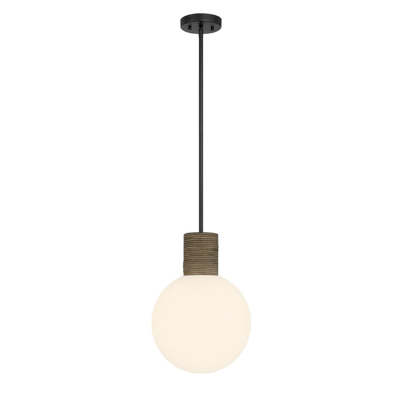Savoy House Jarrell 1 Lt Pendant, White Opal, Matte Black