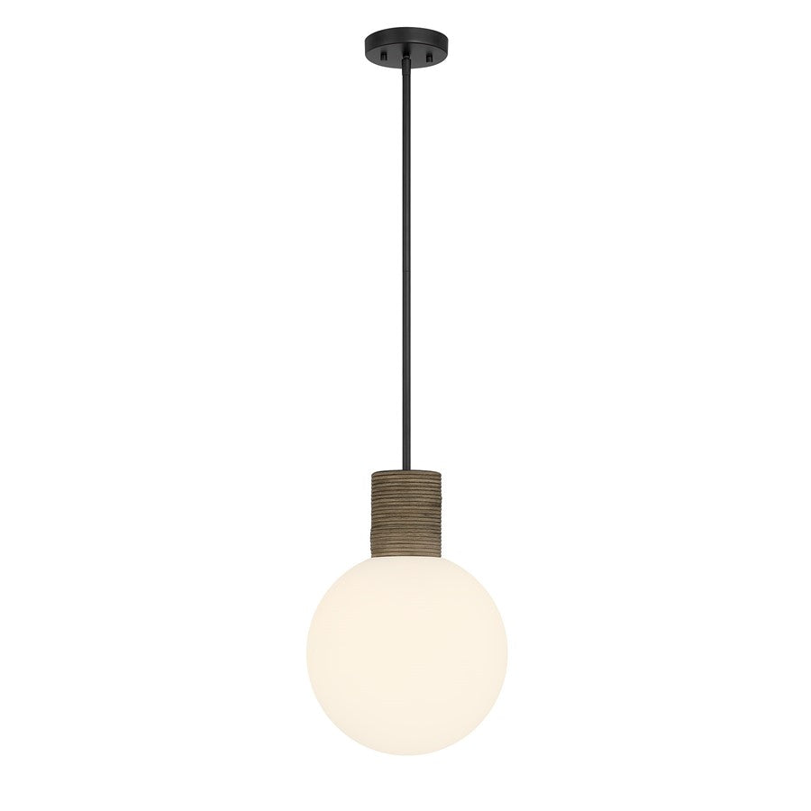 Savoy House Jarrell 1 Lt Pendant, White Opal, Matte Black - 7-4082-1-89