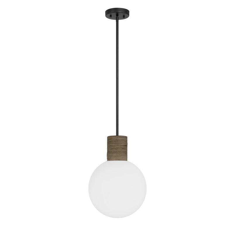 Savoy House Jarrell 1 Lt Pendant, White Opal, Matte Black