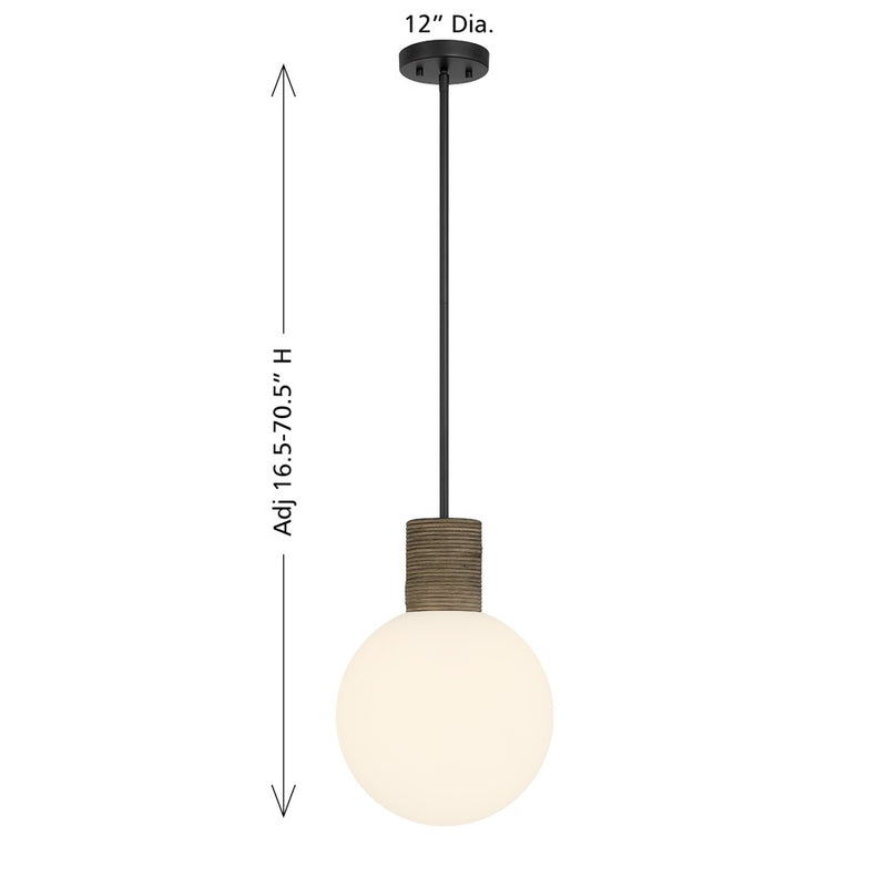 Savoy House Jarrell 1 Lt Pendant, White Opal, Matte Black