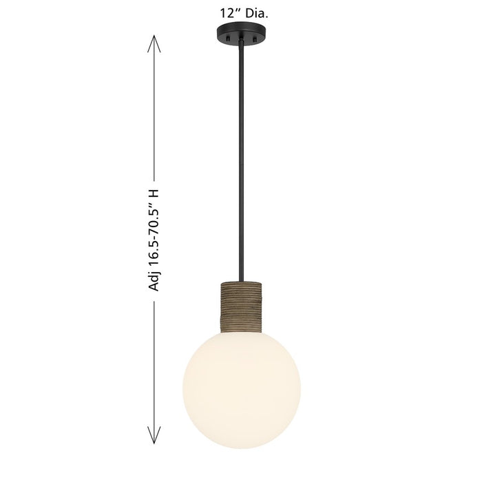 Savoy House Jarrell 1 Lt Pendant, White Opal, Matte Black
