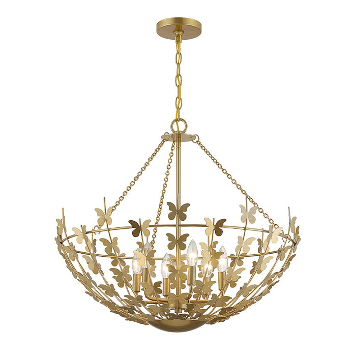 Savoy House Birch 6-Light Pendant, Burnished Brass