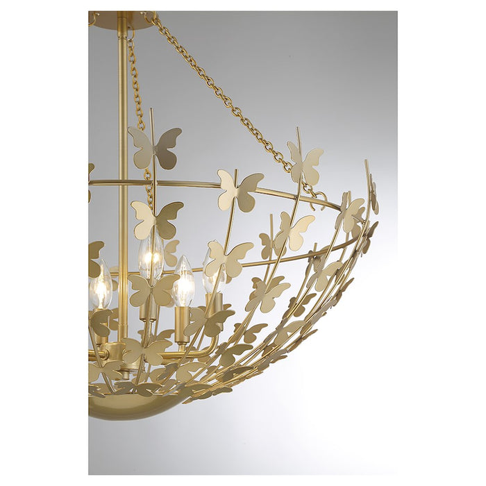 Savoy House Birch 6-Light Pendant, Burnished Brass