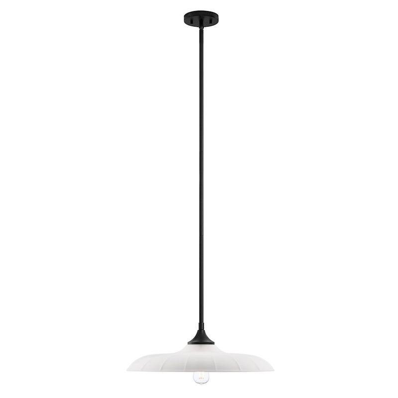Savoy House Hadley 1 Light Pendant, Matte Black/Opal