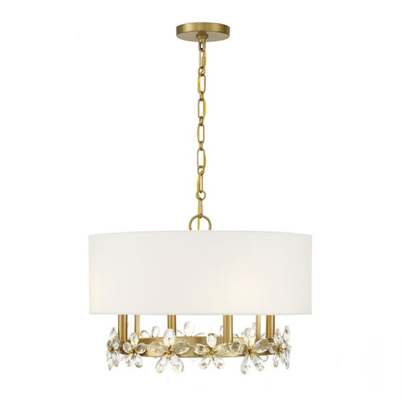 Savoy House Dahlia Pendant, Warm Brass