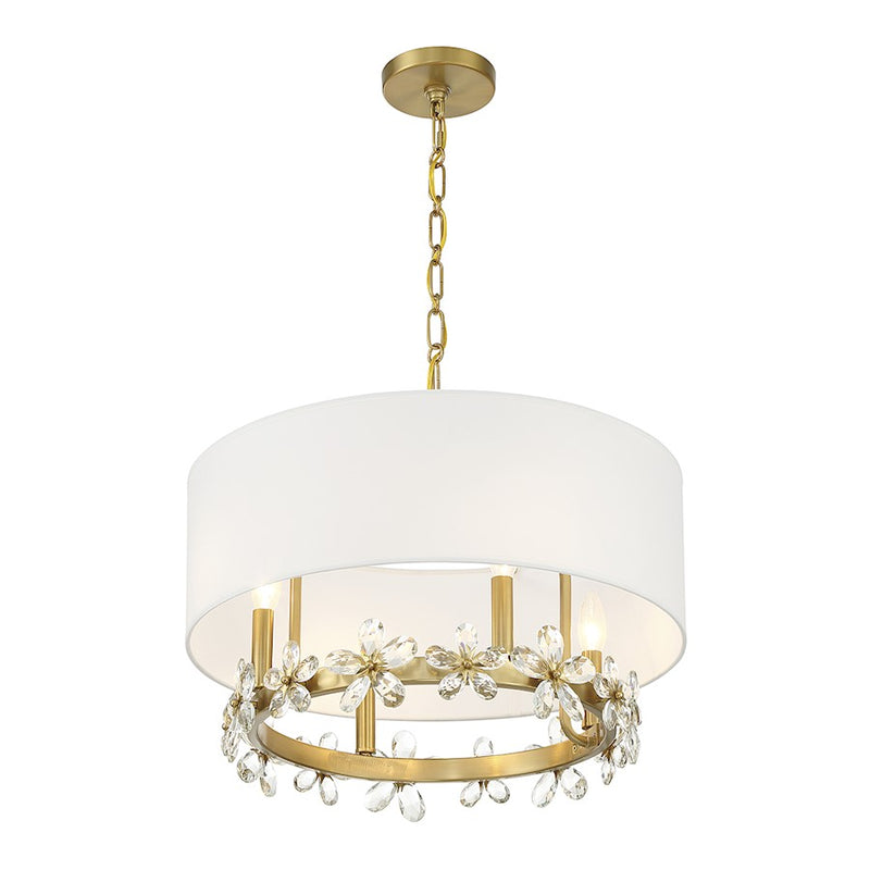 Savoy House Dahlia Pendant, Warm Brass