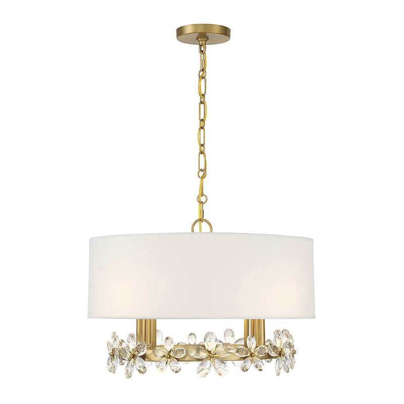 Savoy House Dahlia 4-Light Pendant, Warm Brass