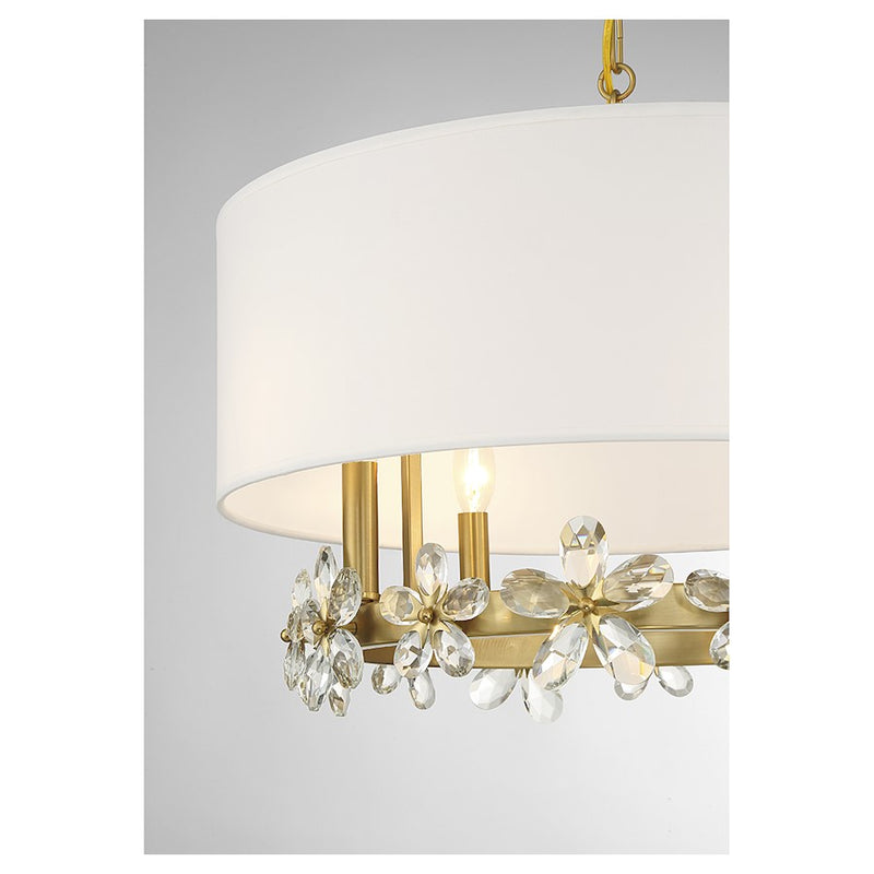 Savoy House Dahlia Pendant, Warm Brass