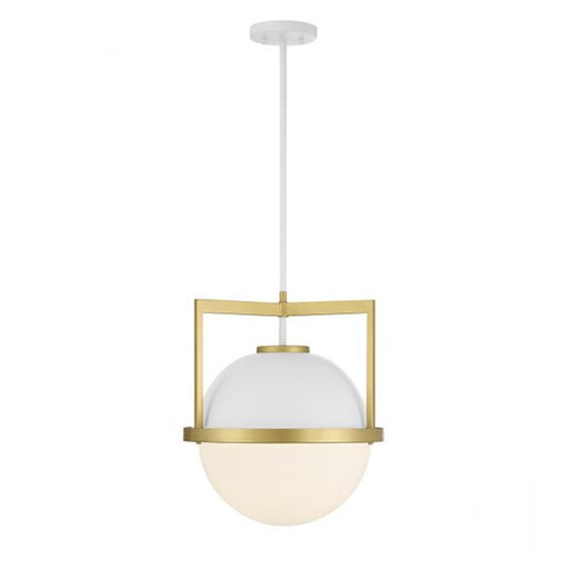 Savoy House Carlysle 1-Light Pendant, White/Warm Brass Accents - 7-4600-1-142