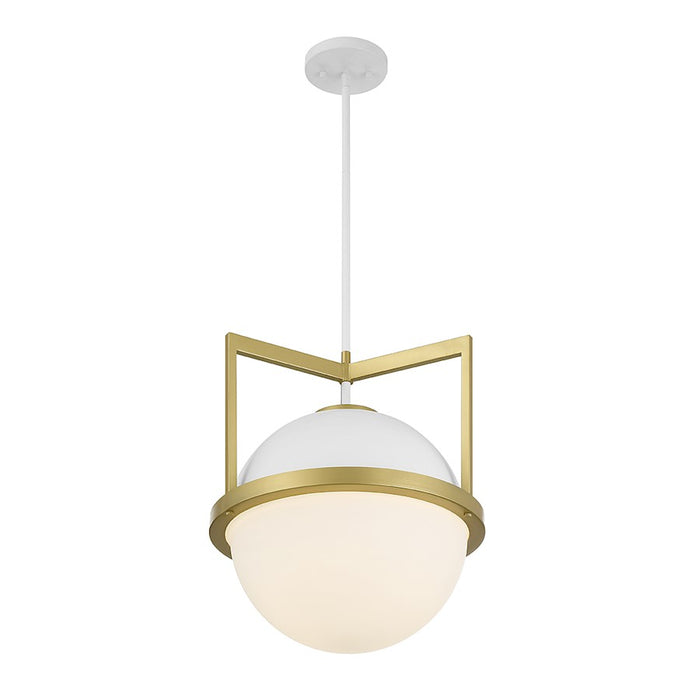 Savoy House Carlysle 1-Light Pendant, White/Warm Brass Accents