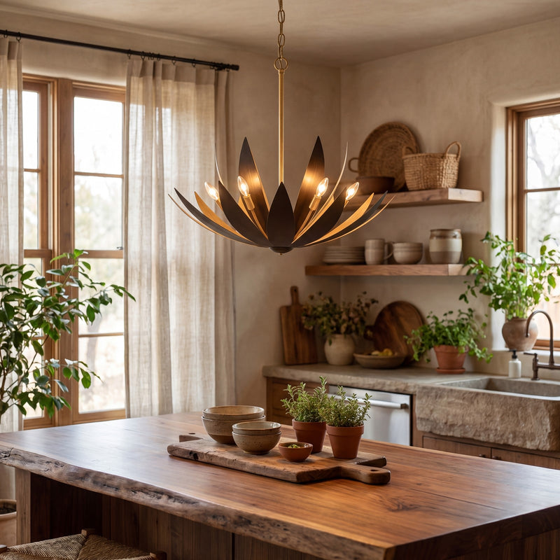 Savoy House Loto 6 Light Pendant, Centura and Burnished Gold