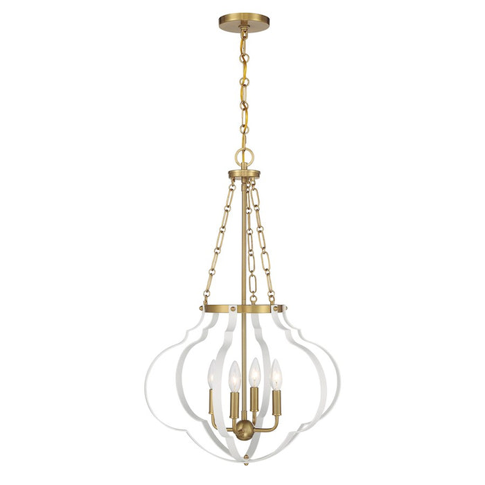 Savoy House Mercer 4 Light Pendant, White and Warm Brass - 7-4866-4-142