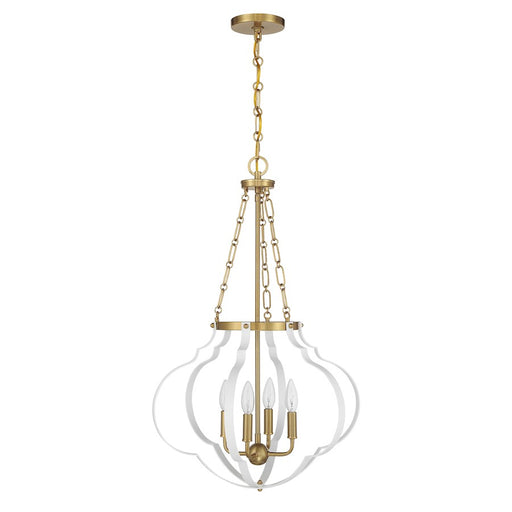 Savoy House Mercer 4 Light Pendant, White and Warm Brass
