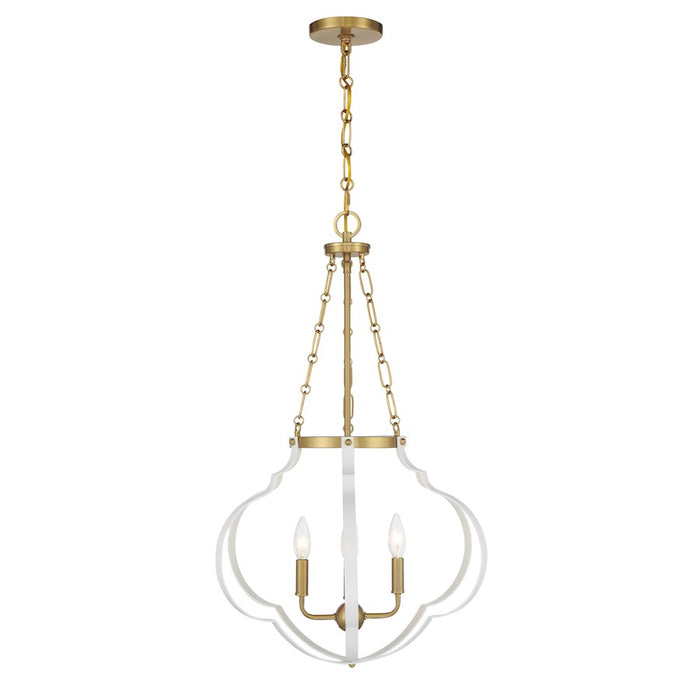 Savoy House Mercer 4 Light Pendant, White and Warm Brass