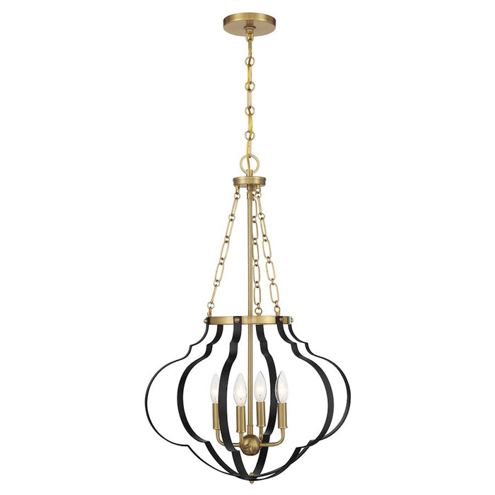 Savoy House Mercer 4 Light Pendant, Matte Black and Warm Brass - 7-4866-4-143