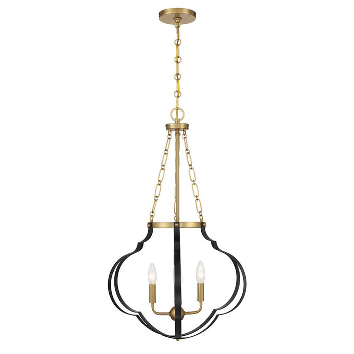 Savoy House Mercer 4 Light Pendant, Matte Black and Warm Brass