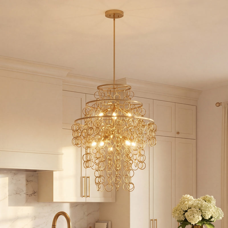 Savoy House Sententas 9 Lt Pendant, Noble Brass