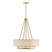 Savoy House Brentwood 4 Lt Pendant, White, Warm Brass - 7-4999-4-322