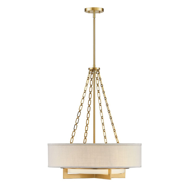 Savoy House Brentwood 4 Lt Pendant, White, Warm Brass