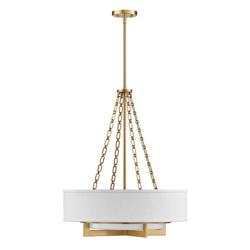 Savoy House Brentwood 4 Lt Pendant, White, Warm Brass